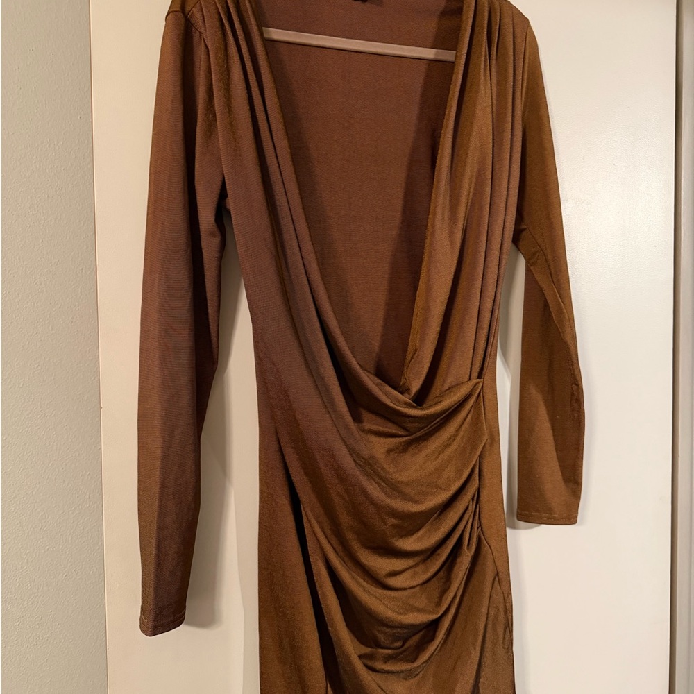 Brown Draped Dress